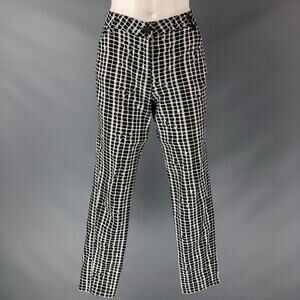 KENZO Size 4 Black & White Cotton Print Jeans